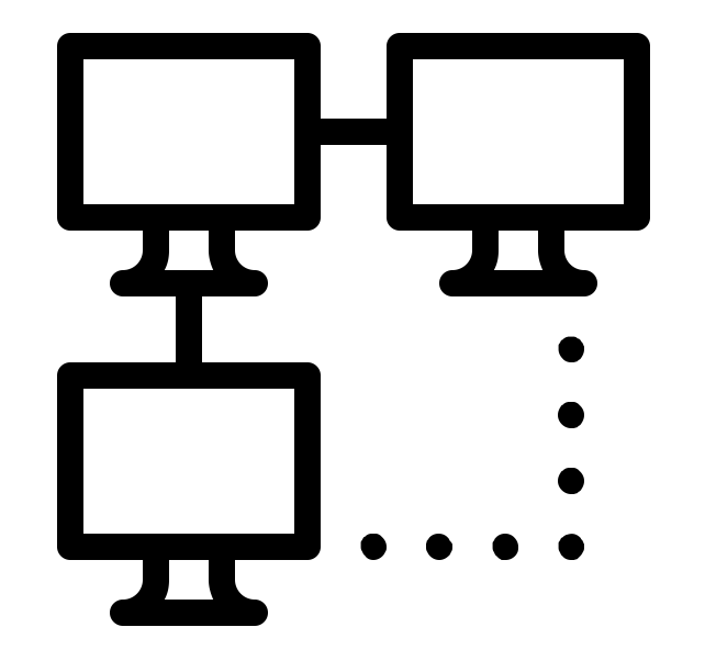Représentation de la notion de "peer to peer" par une image d'ordinateur mis en réseau